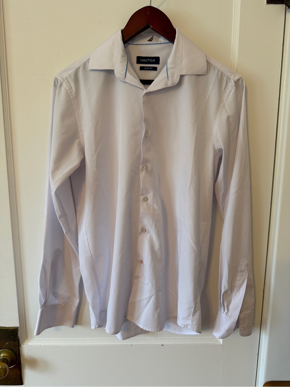 Nautica Slim Fit White Men's Dress Shirt 14 - 14.5 32/33 S Office Preppy